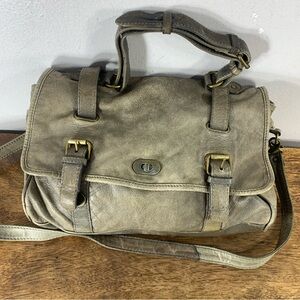 Vintage look distressed goat skin leather satchel style unisex bag ,350$ New